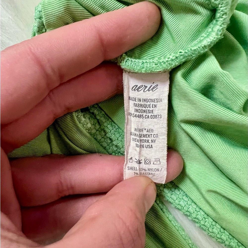 AERIE | Green Textured Bikini Crop Tank Top (M) - Picture 3 of 5